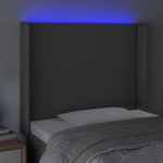 vidaXL Tăblie de pat cu LED, gri, 103x16x118/128 cm, piele ecologică