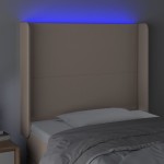 vidaXL Tăblie de pat cu LED, cappuccino, 103x16x118/128 cm, piele eco