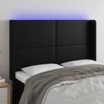 vidaXL Tăblie de pat cu LED, negru, 147x16x118/128 cm, piele ecologică vidaXL Tăblie de pat cu LED, negru, 147x16x118/128 cm, piele ecologică