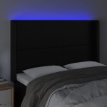 vidaXL Tăblie de pat cu LED, negru, 147x16x118/128 cm, piele ecologică vidaXL Tăblie de pat cu LED, negru, 147x16x118/128 cm, piele ecologică