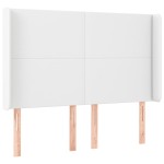 vidaXL Tăblie de pat cu LED, alb, 147x16x118/128 cm, piele ecologică vidaXL Tăblie de pat cu LED, alb, 147x16x118/128 cm, piele ecologică