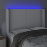 vidaXL Tăblie de pat cu LED, alb, 147x16x118/128 cm, piele ecologică vidaXL Tăblie de pat cu LED, alb, 147x16x118/128 cm, piele ecologică