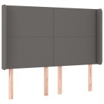 vidaXL Tăblie de pat cu LED, gri, 147x16x118/128 cm, piele ecologică