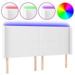 vidaXL Tăblie de pat cu LED, alb, 163x16x118/128 cm, piele ecologică vidaXL Tăblie de pat cu LED, alb, 163x16x118/128 cm, piele ecologică