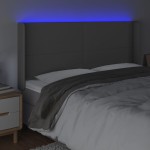 vidaXL Tăblie de pat cu LED, gri, 163x16x118/128 cm, piele ecologică vidaXL Tăblie de pat cu LED, gri, 163x16x118/128 cm, piele ecologică