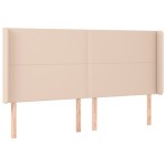 vidaXL Tăblie de pat cu LED, cappuccino, 163x16x118/128 cm, piele eco