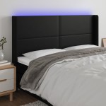 vidaXL Tăblie de pat cu LED, negru, 183x16x118/128 cm, piele ecologică vidaXL Tăblie de pat cu LED, negru, 183x16x118/128 cm, piele ecologică