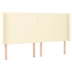 vidaXL Tăblie de pat cu LED, crem, 183x16x118/128 cm, piele ecologică