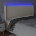 vidaXL Tăblie de pat cu LED, crem, 183x16x118/128 cm, piele ecologică