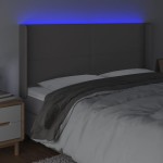 vidaXL Tăblie de pat cu LED, gri, 183x16x118/128 cm, piele ecologică