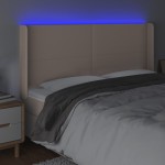 vidaXL Tăblie de pat cu LED, cappuccino, 183x16x118/128 cm, piele eco