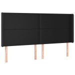 vidaXL Tăblie de pat cu LED, negru, 203x16x118/128 cm, piele ecologică vidaXL Tăblie de pat cu LED, negru, 203x16x118/128 cm, piele ecologică