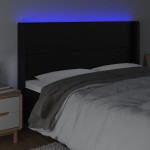 vidaXL Tăblie de pat cu LED, negru, 203x16x118/128 cm, piele ecologică vidaXL Tăblie de pat cu LED, negru, 203x16x118/128 cm, piele ecologică