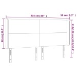 vidaXL Tăblie de pat cu LED, alb, 203x16x118/128 cm, piele ecologică