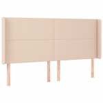 vidaXL Tăblie de pat cu LED, cappuccino, 203x16x118/128 cm, piele eco