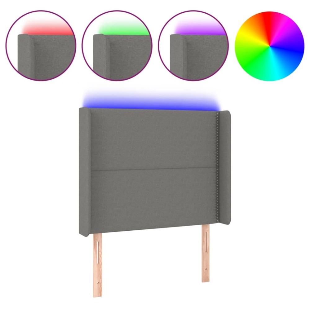 vidaXL Tăblie de pat cu LED, gri închis, 83x16x118/128 cm, textil
