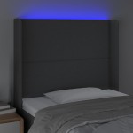 vidaXL Tăblie de pat cu LED, gri închis, 83x16x118/128 cm, textil