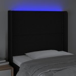 vidaXL Tăblie de pat cu LED, negru, 83x16x118/128 cm, textil