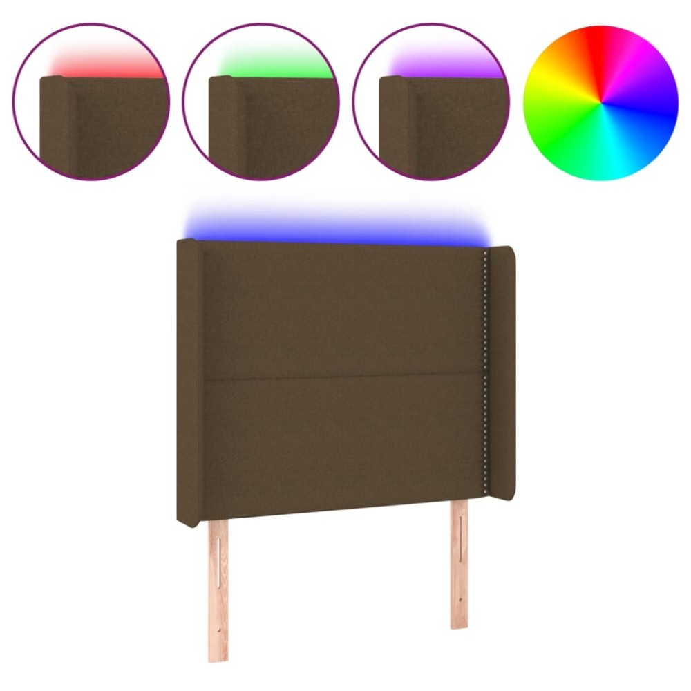 vidaXL Tăblie de pat cu LED, maro închis, 83x16x118/128 cm, textil