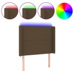 vidaXL Tăblie de pat cu LED, maro închis, 83x16x118/128 cm, textil vidaXL Tăblie de pat cu LED, maro închis, 83x16x118/128 cm, textil