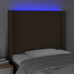 vidaXL Tăblie de pat cu LED, maro închis, 83x16x118/128 cm, textil vidaXL Tăblie de pat cu LED, maro închis, 83x16x118/128 cm, textil