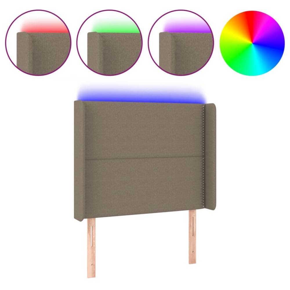 vidaXL Tăblie de pat cu LED, gri taupe, 83x16x118/128 cm, textil