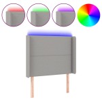 vidaXL Tăblie de pat cu LED, gri deschis, 93x16x118/128 cm, textil vidaXL Tăblie de pat cu LED, gri deschis, 93x16x118/128 cm, textil