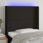 vidaXL Tăblie de pat cu LED, negru, 93x16x118/128 cm, textil vidaXL Tăblie de pat cu LED, negru, 93x16x118/128 cm, textil