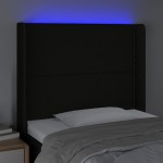 vidaXL Tăblie de pat cu LED, negru, 93x16x118/128 cm, textil vidaXL Tăblie de pat cu LED, negru, 93x16x118/128 cm, textil