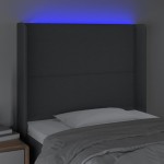 vidaXL Tăblie de pat cu LED, gri închis, 103x16x118/128 cm, textil vidaXL Tăblie de pat cu LED, gri închis, 103x16x118/128 cm, textil