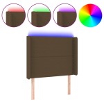 vidaXL Tăblie de pat cu LED, maro închis, 103x16x118/128 cm, textil vidaXL Tăblie de pat cu LED, maro închis, 103x16x118/128 cm, textil