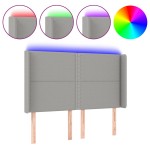 vidaXL Tăblie de pat cu LED, gri deschis, 147x16x118/128 cm, textil