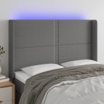 vidaXL Tăblie de pat cu LED, gri închis, 147x16x118/128 cm, textil vidaXL Tăblie de pat cu LED, gri închis, 147x16x118/128 cm, textil
