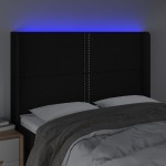 vidaXL Tăblie de pat cu LED, negru, 147x16x118/128 cm, textil vidaXL Tăblie de pat cu LED, negru, 147x16x118/128 cm, textil