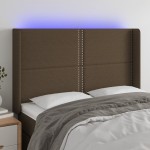 vidaXL Tăblie de pat cu LED, maro închis, 147x16x118/128 cm, textil vidaXL Tăblie de pat cu LED, maro închis, 147x16x118/128 cm, textil