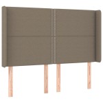 vidaXL Tăblie de pat cu LED, gri taupe, 147x16x118/128 cm, textil vidaXL Tăblie de pat cu LED, gri taupe, 147x16x118/128 cm, textil