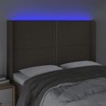 vidaXL Tăblie de pat cu LED, gri taupe, 147x16x118/128 cm, textil vidaXL Tăblie de pat cu LED, gri taupe, 147x16x118/128 cm, textil