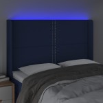 vidaXL Tăblie de pat cu LED, albastru, 147x16x118/128 cm, textil vidaXL Tăblie de pat cu LED, albastru, 147x16x118/128 cm, textil