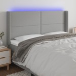vidaXL Tăblie de pat cu LED, gri deschis, 163x16x118/128 cm, textil vidaXL Tăblie de pat cu LED, gri deschis, 163x16x118/128 cm, textil