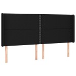 vidaXL Tăblie de pat cu LED, negru, 163x16x118/128 cm, textil vidaXL Tăblie de pat cu LED, negru, 163x16x118/128 cm, textil