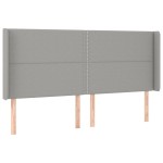 vidaXL Tăblie de pat cu LED, gri deschis, 183x16x118/128 cm, textil