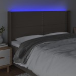 vidaXL Tăblie de pat cu LED, gri taupe, 183x16x118/128 cm, textil vidaXL Tăblie de pat cu LED, gri taupe, 183x16x118/128 cm, textil