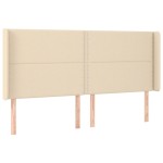 vidaXL Tăblie de pat cu LED, crem, 183x16x118/128 cm, textil