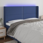 vidaXL Tăblie de pat cu LED, albastru, 183x16x118/128 cm, textil vidaXL Tăblie de pat cu LED, albastru, 183x16x118/128 cm, textil