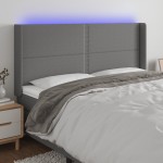 vidaXL Tăblie de pat cu LED, gri închis, 203x16x118/128 cm, textil vidaXL Tăblie de pat cu LED, gri închis, 203x16x118/128 cm, textil