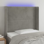 vidaXL Tăblie de pat cu LED, gri deschis, 83x16x118/128 cm, catifea vidaXL Tăblie de pat cu LED, gri deschis, 83x16x118/128 cm, catifea