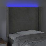 vidaXL Tăblie de pat cu LED, gri deschis, 83x16x118/128 cm, catifea vidaXL Tăblie de pat cu LED, gri deschis, 83x16x118/128 cm, catifea