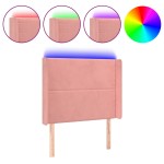 vidaXL Tăblie de pat cu LED, roz, 83x16x118/128 cm, catifea