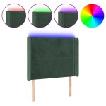 vidaXL Tăblie de pat cu LED, verde închis, 93x16x118/128cm, catifea vidaXL Tăblie de pat cu LED, verde închis, 93x16x118/128cm, catifea