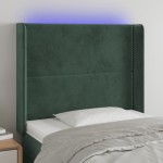 vidaXL Tăblie de pat cu LED, verde închis, 93x16x118/128cm, catifea vidaXL Tăblie de pat cu LED, verde închis, 93x16x118/128cm, catifea